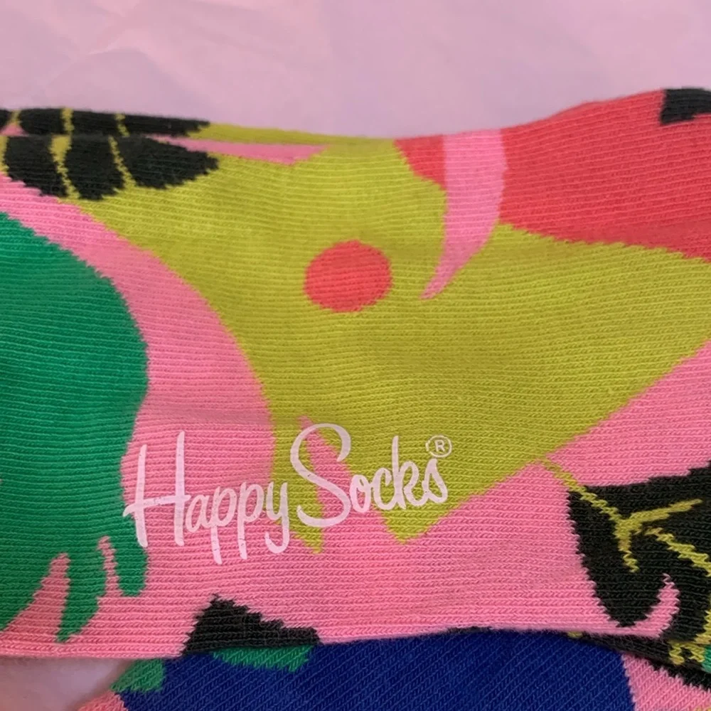 NWOT HAPPY SOCKS Tropical Garden Colorful Logo Socks